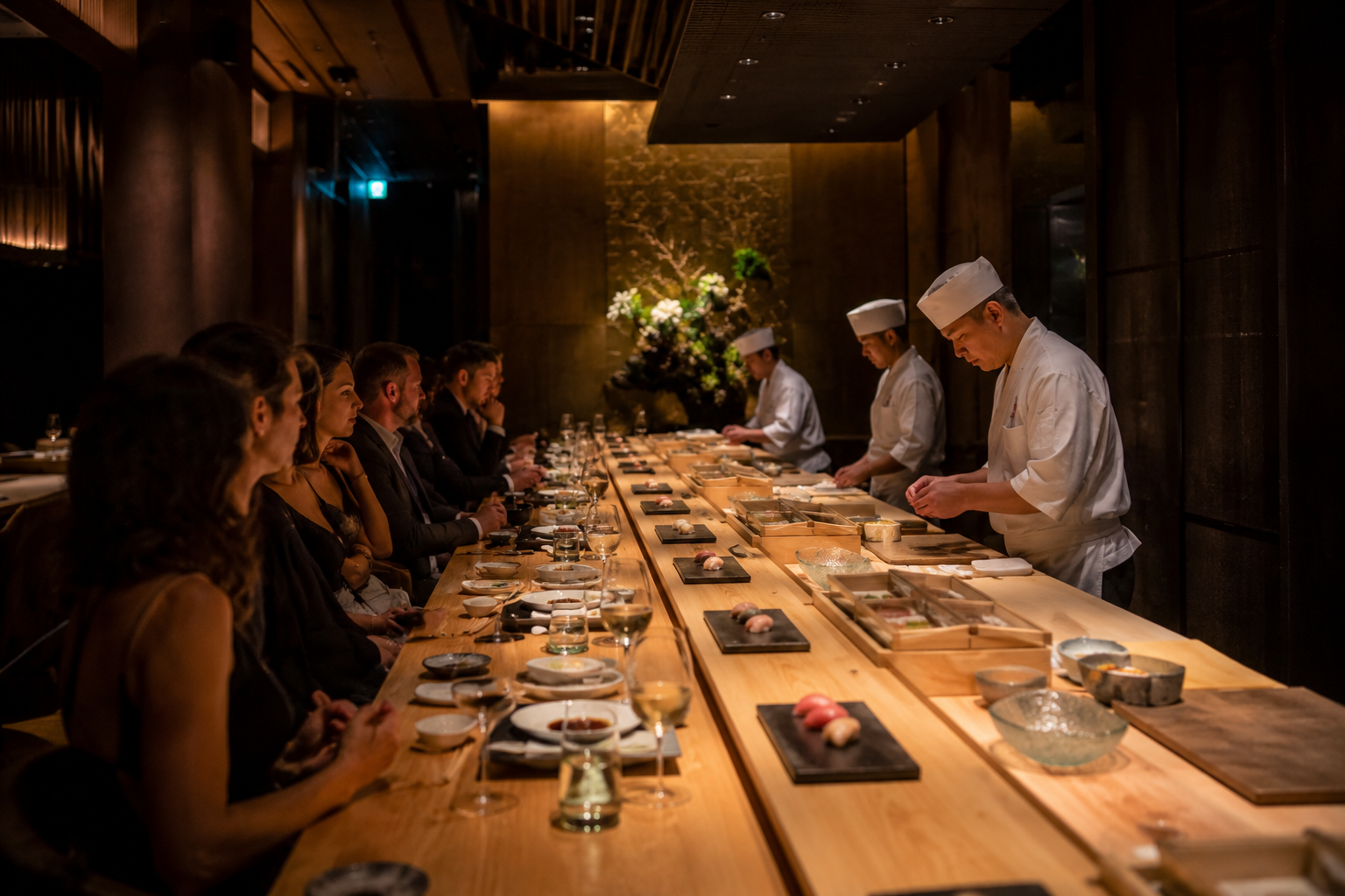 Chef al banco del sushi